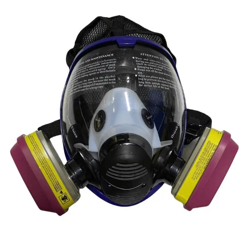 Máscara de gas con respirador de cara completa, vista frontal