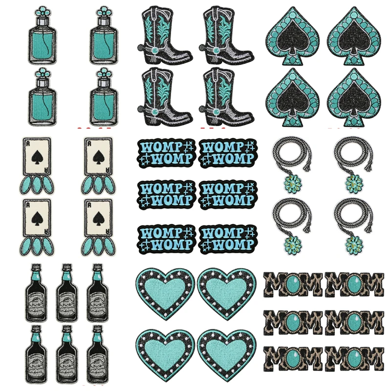 Parche bordado termoadhesivo corazón turquesa para vaqueros y DIY - imagen 2