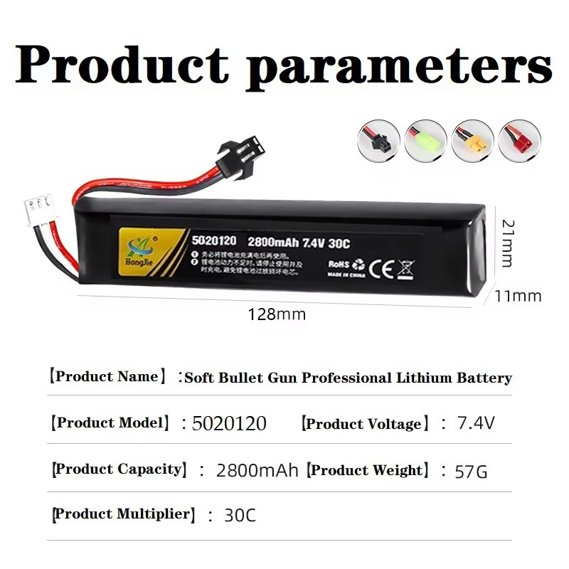 Batería Lipo 2S 7.4V 2800mAh pistolas Airsoft recargable - imagen 3