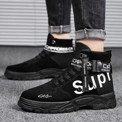 Botas tácticas de cuero altas punta redonda para hombre
