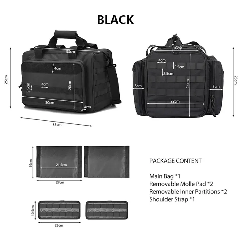 Funda táctica MOLLE para pistola de nylon negra, bandolera sniper