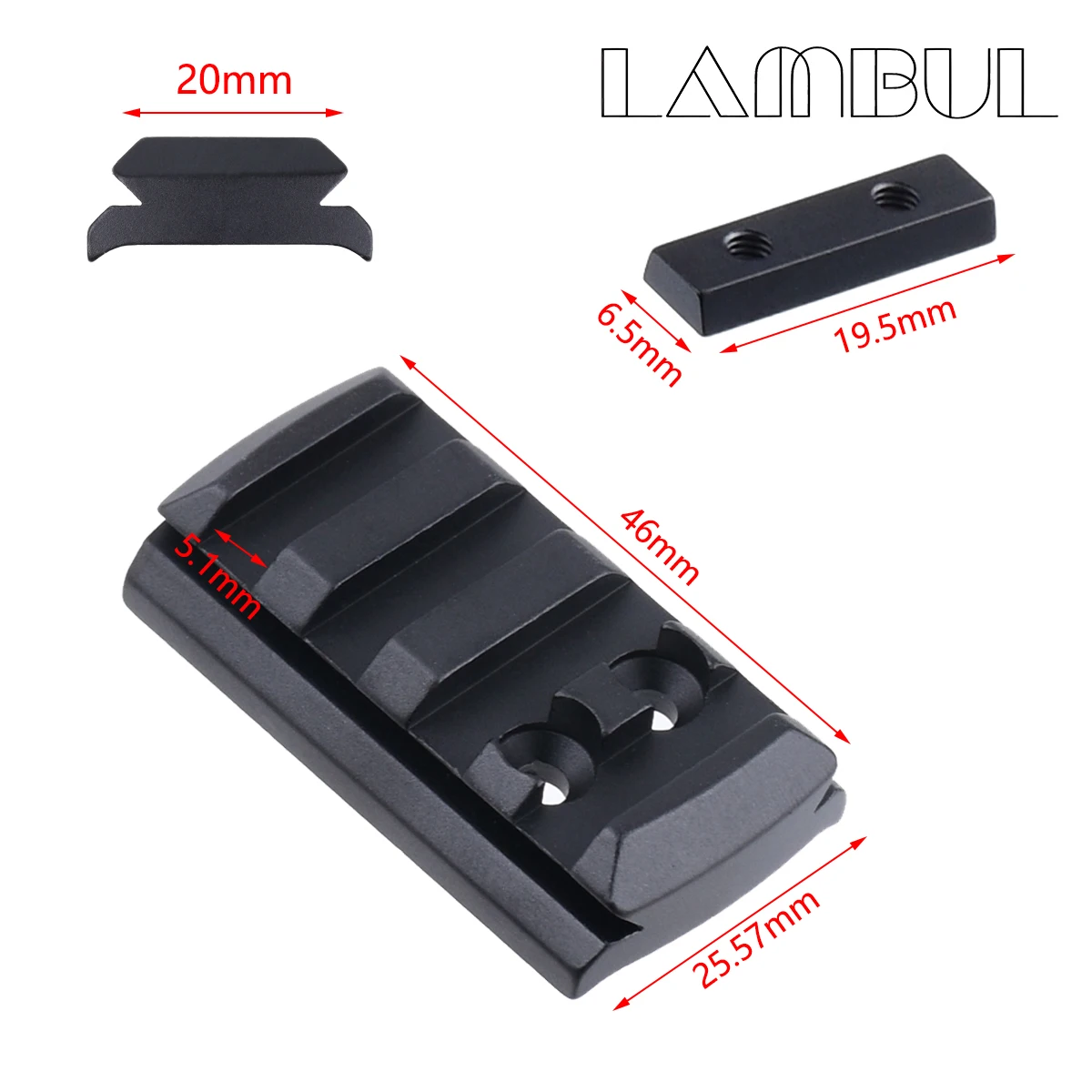 Adaptador riel Picatinny para mira de punto rojo Glock - imagen 2