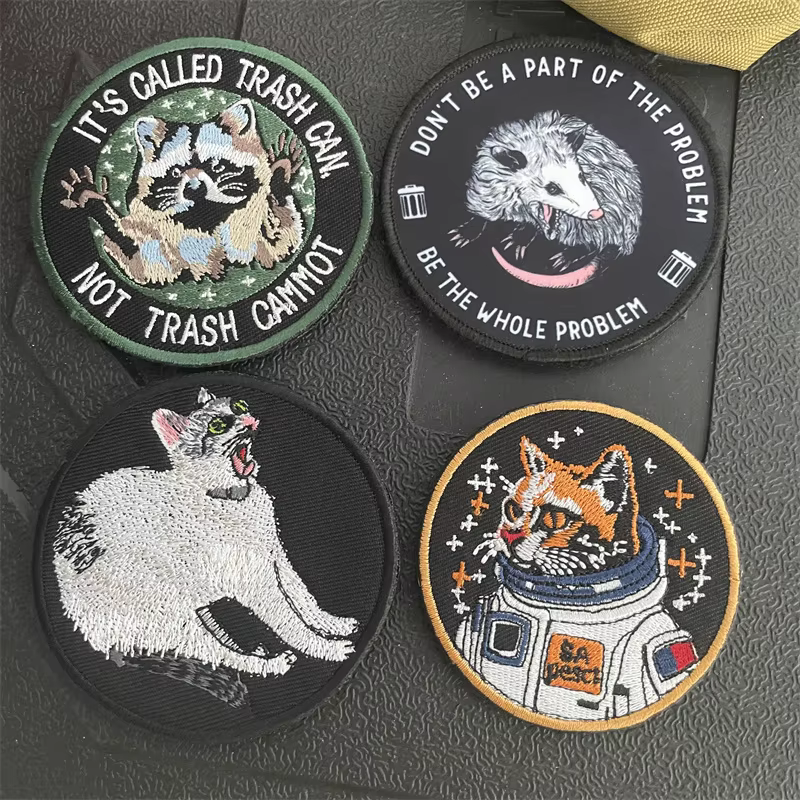 Parche bordado táctico velcro – Gato astronauta y ratón blanco - imagen 3