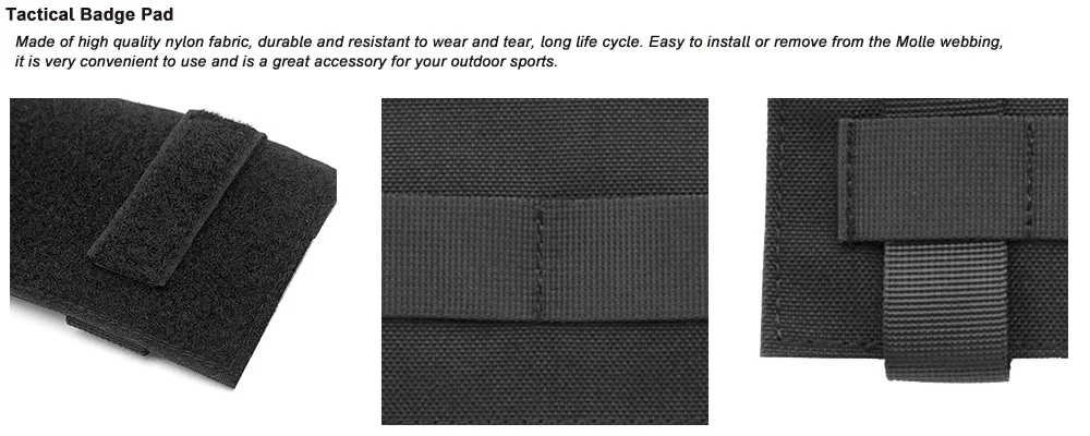 Adaptador de gancho y bucle negro para panel MOLLE