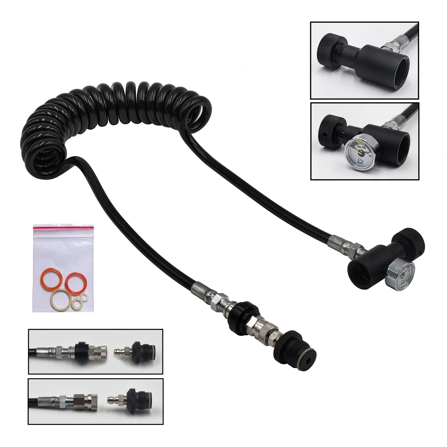 HPA Manguera remota 2,5m 3000PSI desconexión rápida 8mm - imagen 3
