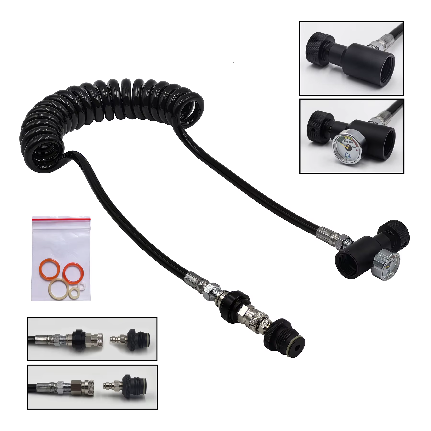HPA Manguera remota 2,5m 3000PSI desconexión rápida 8mm - imagen 3
