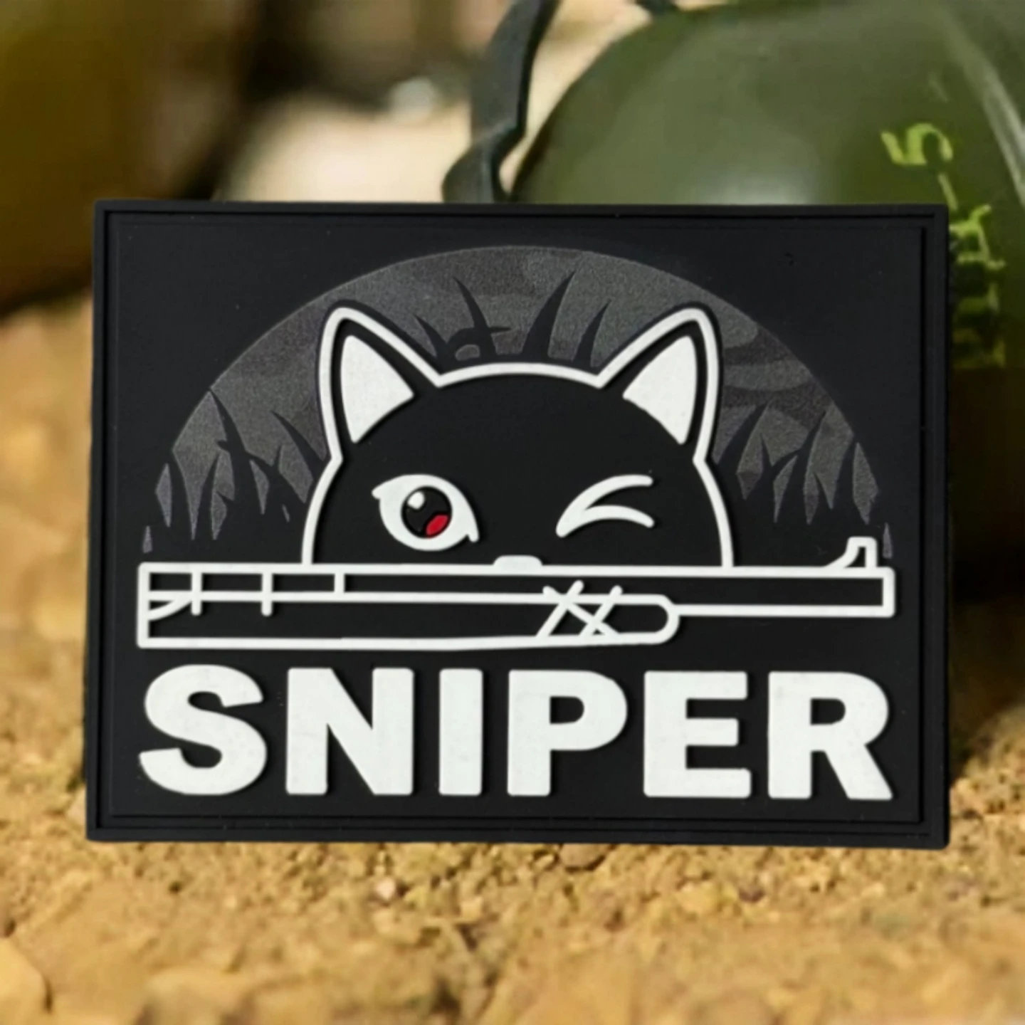 Parche táctico PVC con velcro Sniper gato para mochila militar - imagen 3