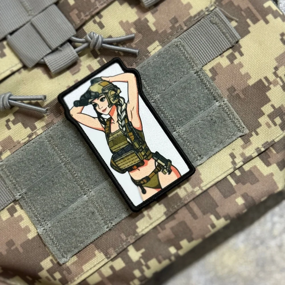 Parche táctico con velcro mochila, anime chica gafas visión nocturna - imagen 4