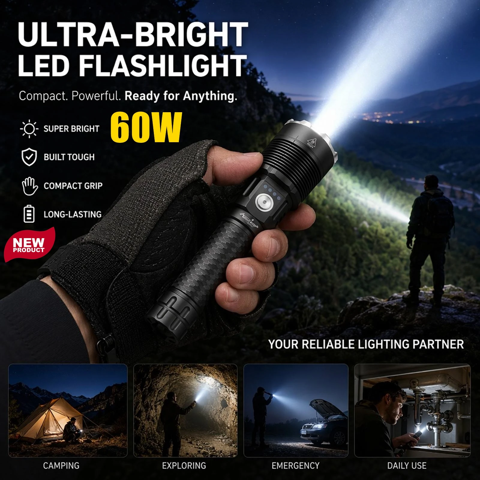 Linterna LED recargable USB de alta potencia para outdoor - imagen 4