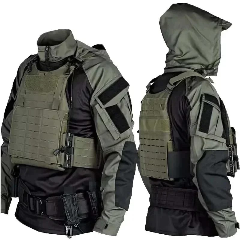Camiseta táctica transpirable con cremallera 1/4 capucha secado rápido - imagen 5
