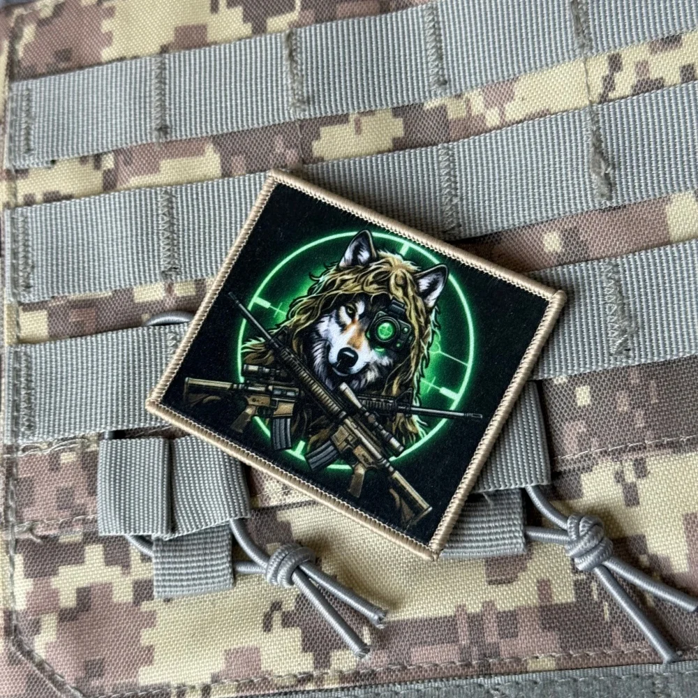 Parche militar lobo moral con velcro gancho y bucle para ropa - imagen 4