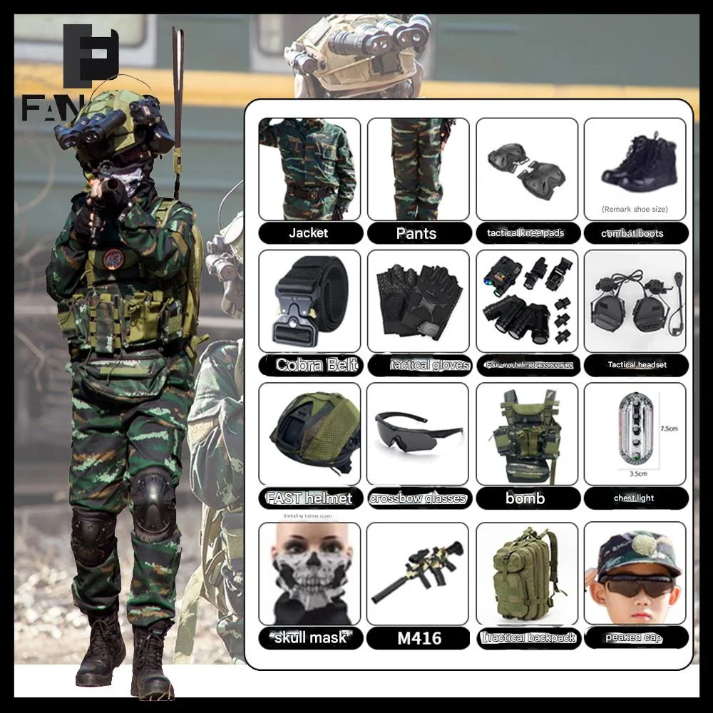 Traje camuflaje táctico de algodón infantil, manga larga de disfraz - imagen 2