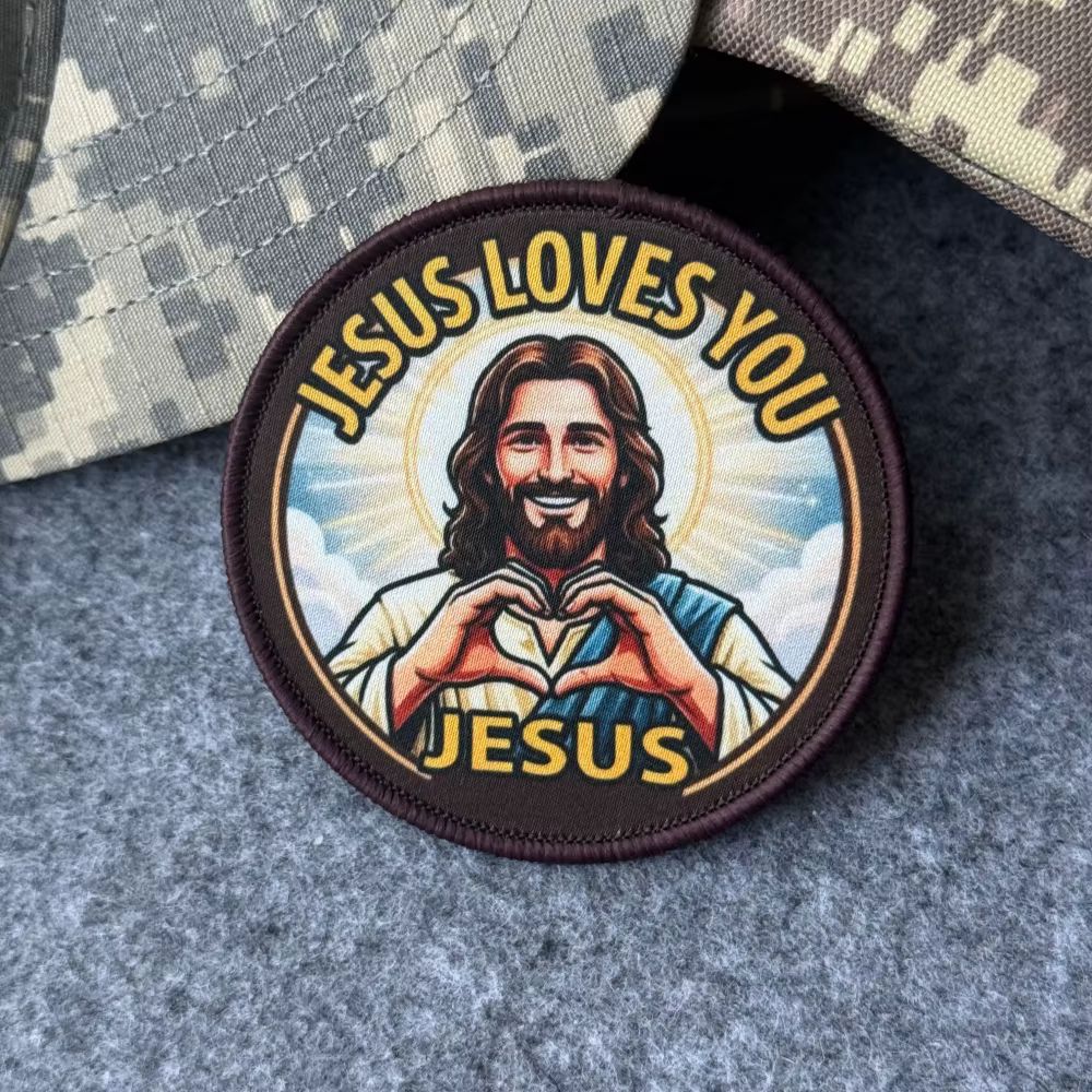 Parche táctico morale con emblema militar Jesús te ama velcro - imagen 3