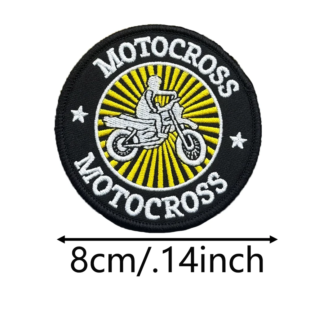Parche bordado motocross con apliques, gancho para casco punk - imagen 3