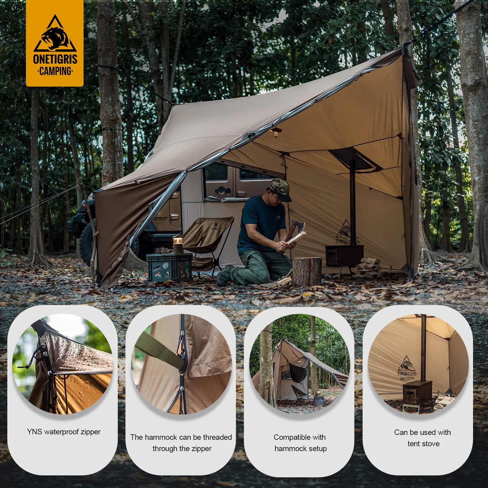 OneTigris Hamaca impermeable ligera para camping y bushcraft - imagen 2