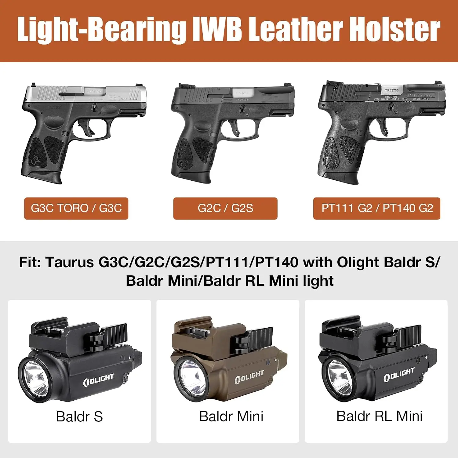 Funda IWB cuero para pistola Taurus G3C/G2C/G2S diestra