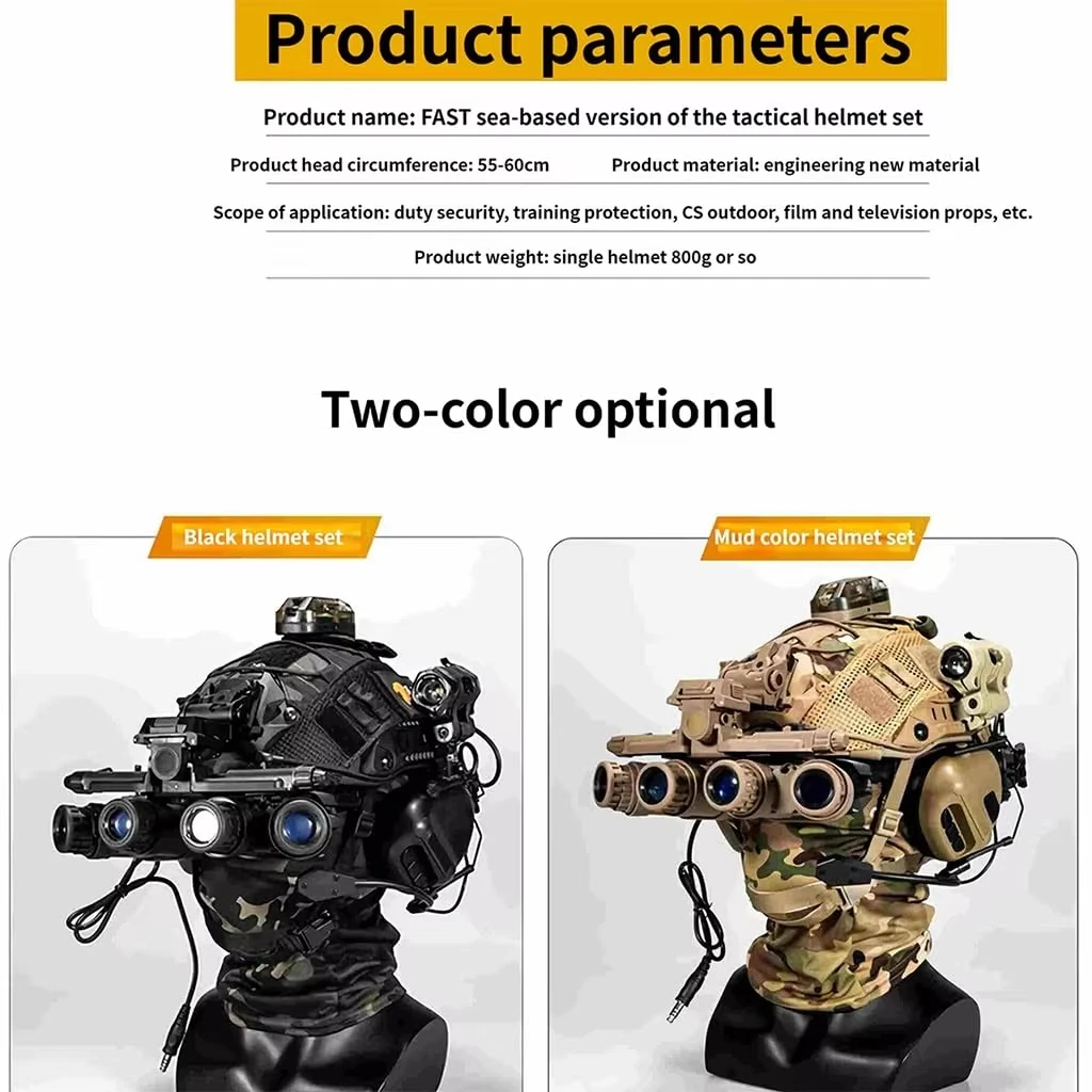 Casco táctico NVG con visera, linterna y auricular para airsoft - imagen 3