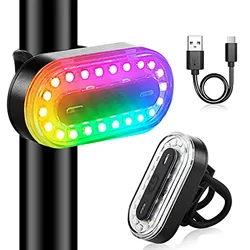 Luz trasera LED bicicleta RGB recargable USB-C impermeable