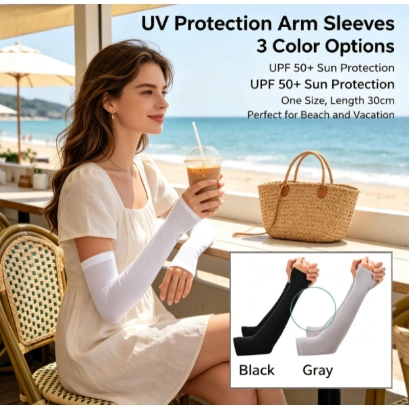 Mangas brazos seda helada unisex – Protección solar UV ciclismo y trabajo - imagen 5