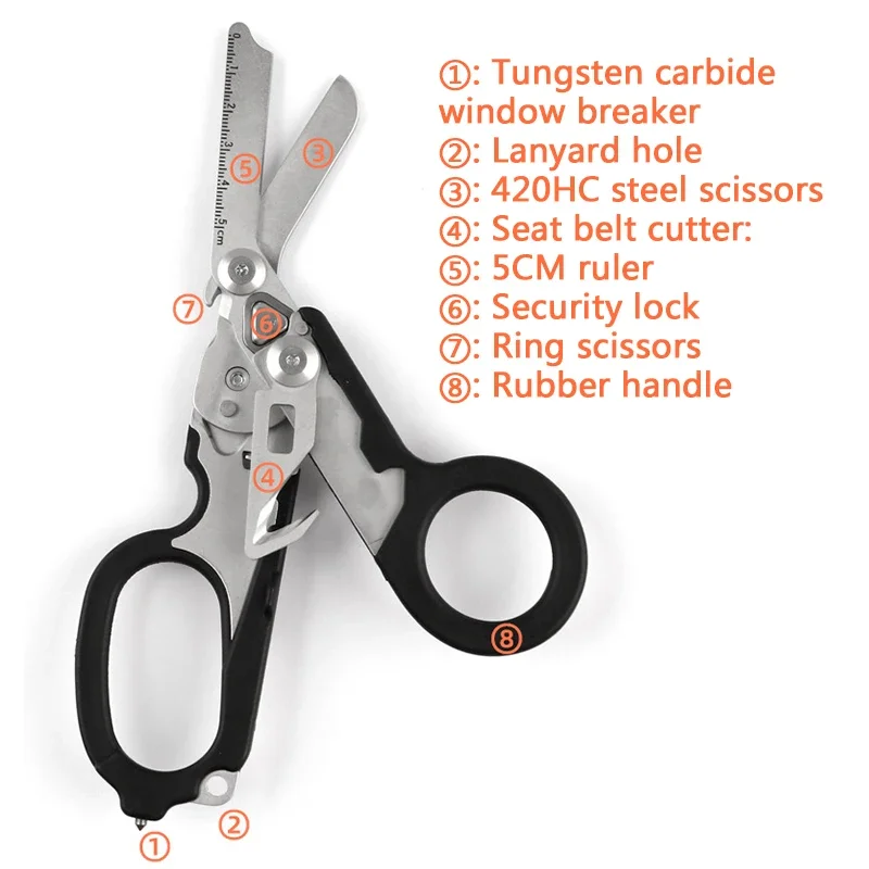 Tijeras emergencia médica 6 en 1 – Multiherramienta EDC - imagen 5