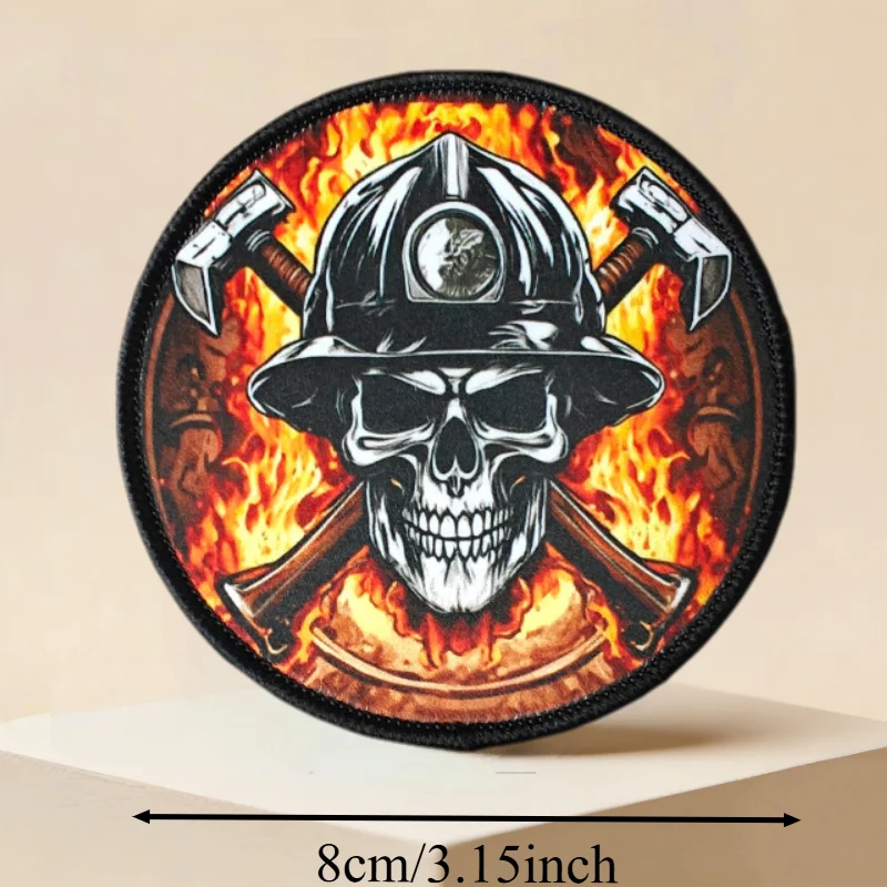 Parche táctico calavera bombero – Gancho y bucle para mochila y ropa - imagen 2