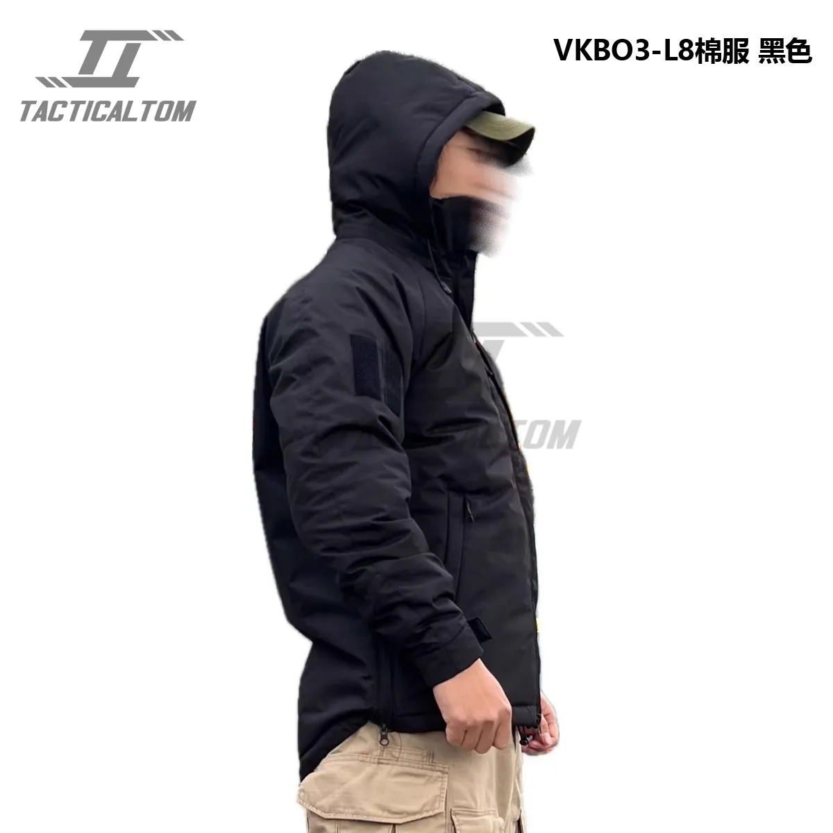 Chaqueta táctica Tom algodón negra, abrigo invierno antifrío grueso - imagen 4