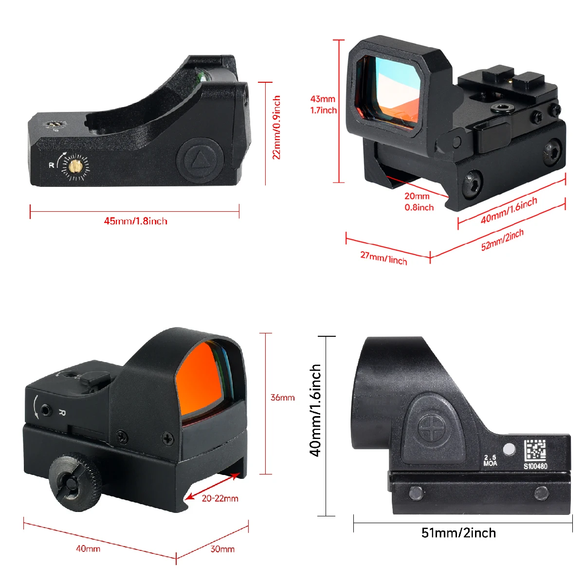 Mira telescópica táctica M1 SR retícula réflex ajustable Airsoft - imagen 2
