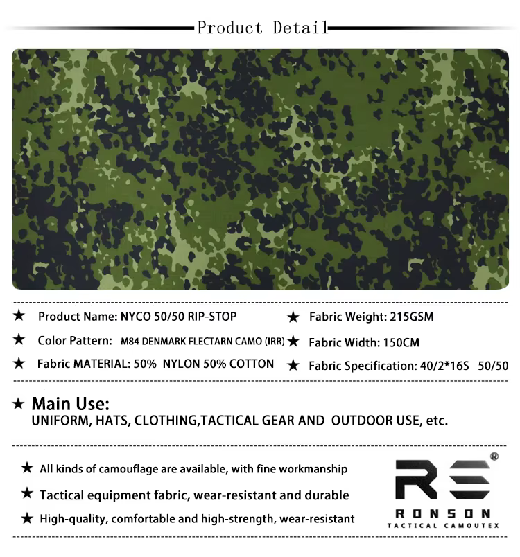 Patrón camuflaje danés sobre tejido mixto