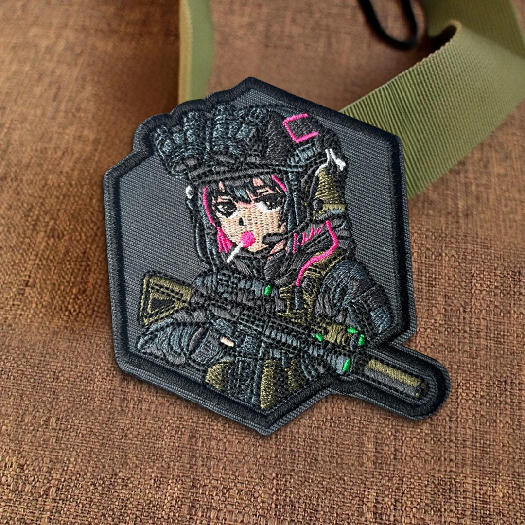 Parche bordado con velcro chica anime dulce piruleta moral - imagen 2
