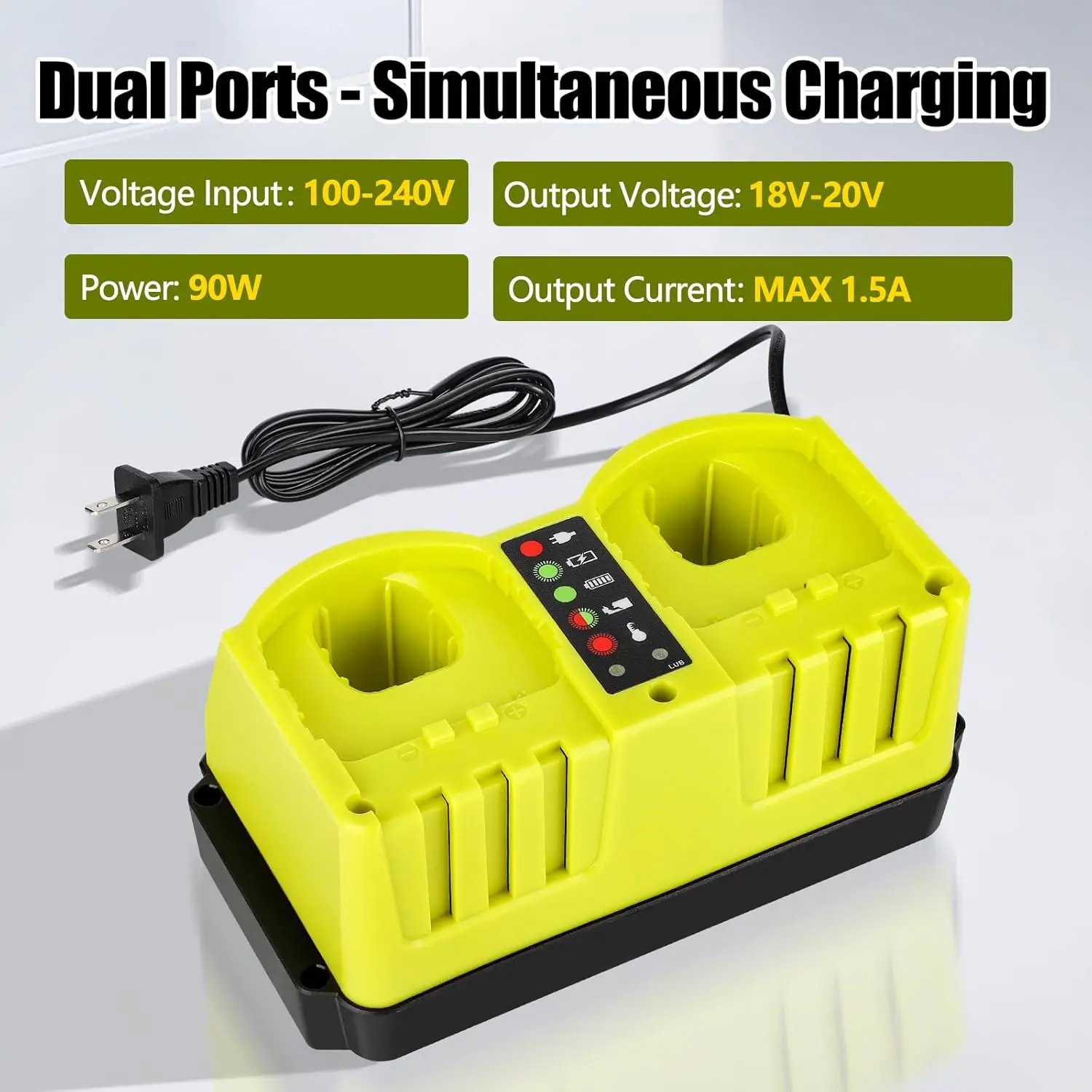 Cargador rápido Ryobi 18V para herramientas; batería no incluida - imagen 3