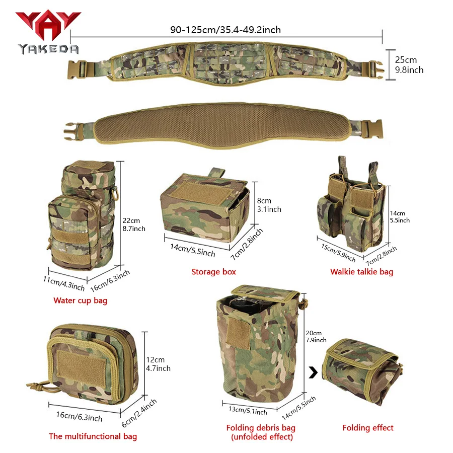 YAKEDA cinturón MOLLE camuflaje multifuncional para cintura táctica - imagen 3