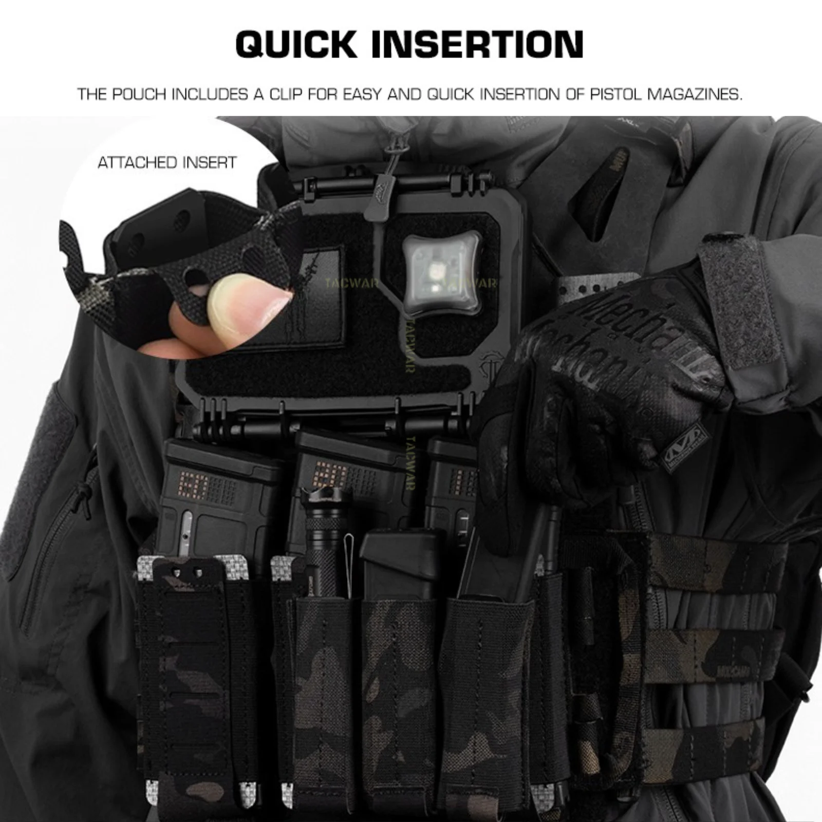Funda MOLLE elástica para cargador de pistola con linterna EDC - imagen 3