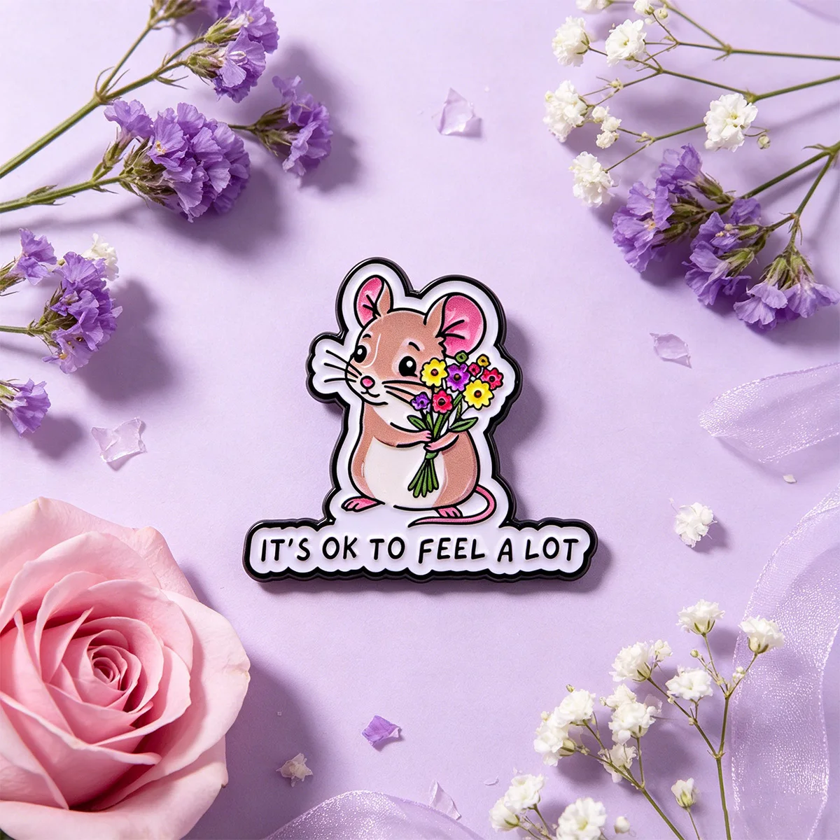 Pin metálico de esmalte ratón lindo – broche para mochila