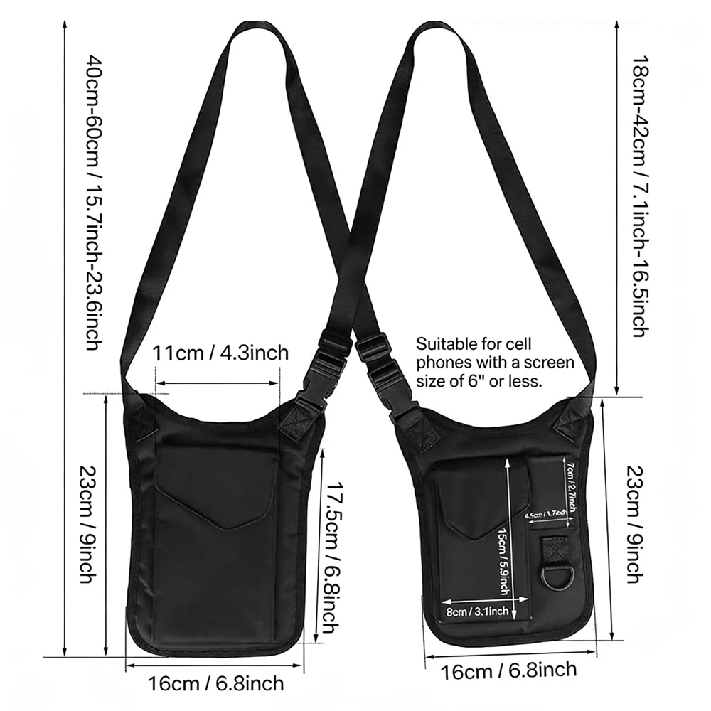 Bolso táctico de axila antirrobo con funda móvil oculta ajustable - imagen 5