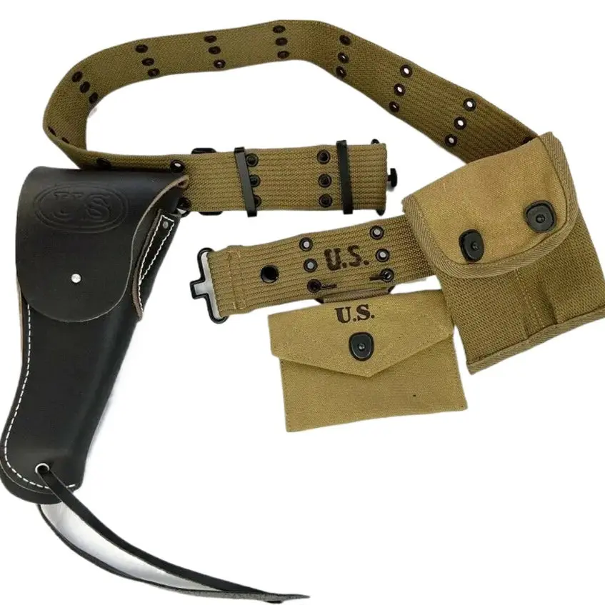 Funda M1911 de cuero negro y equipo militar II Guerra Mundial