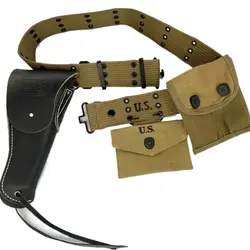 Funda M1911 de cuero negro y equipo militar II Guerra Mundial