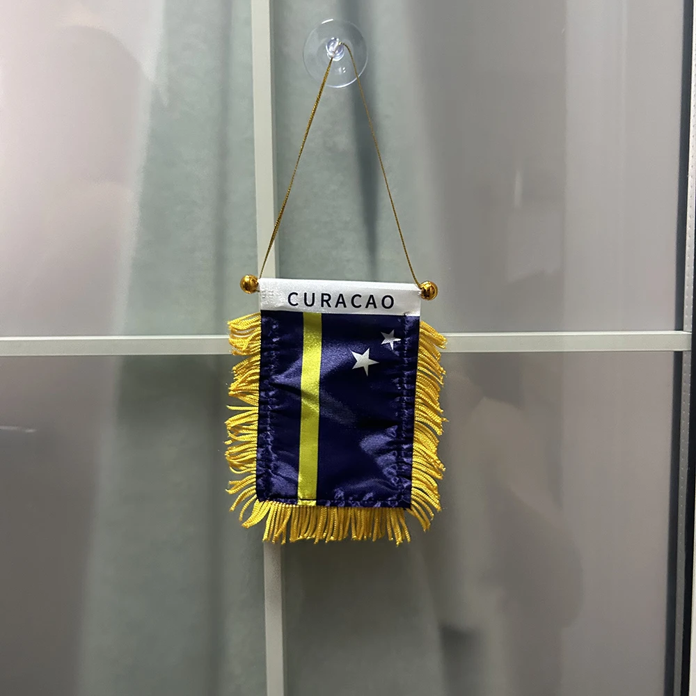 Bandera coche Curazao para ventana, poliéster doble cara impresa - imagen 2