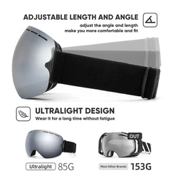 JSJM gafas de esquí y snowboard antivaho ultraligeras UV400
