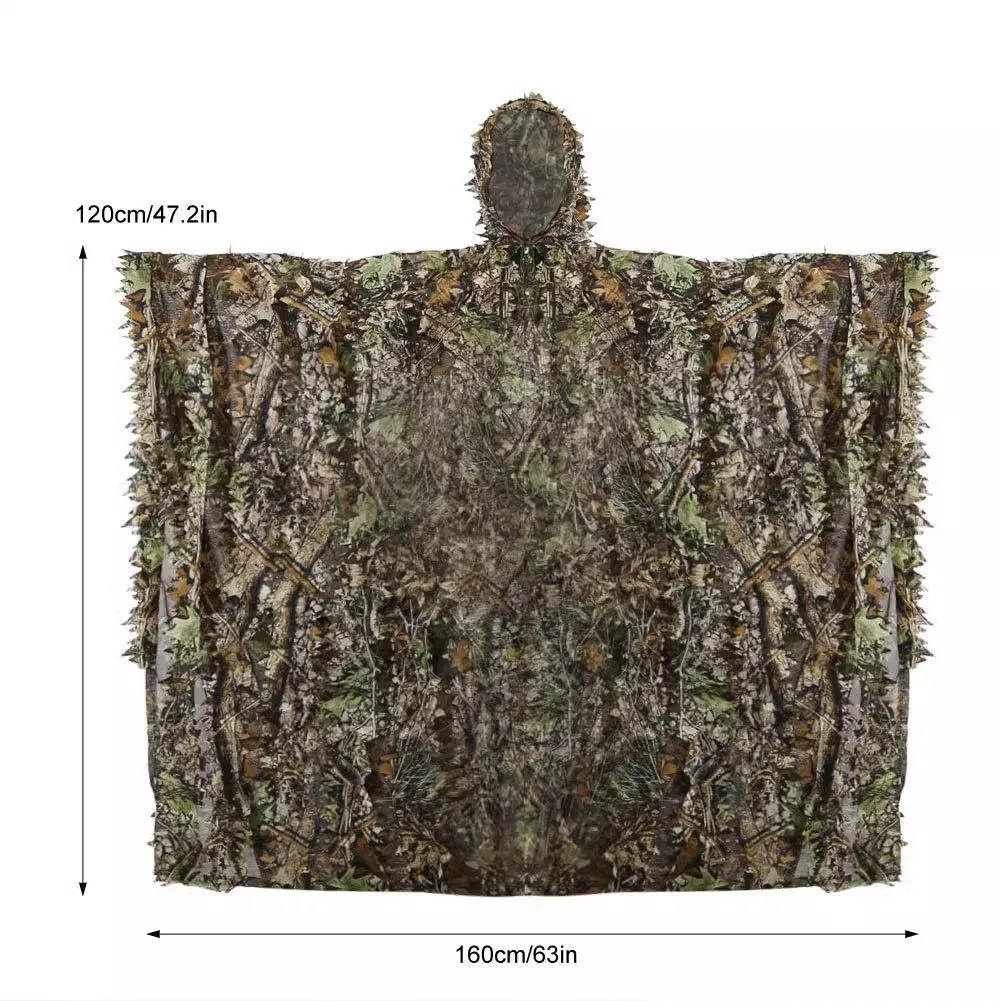 Poncho camuflaje 3D hoja frondosa para caza selva y bosque - imagen 3