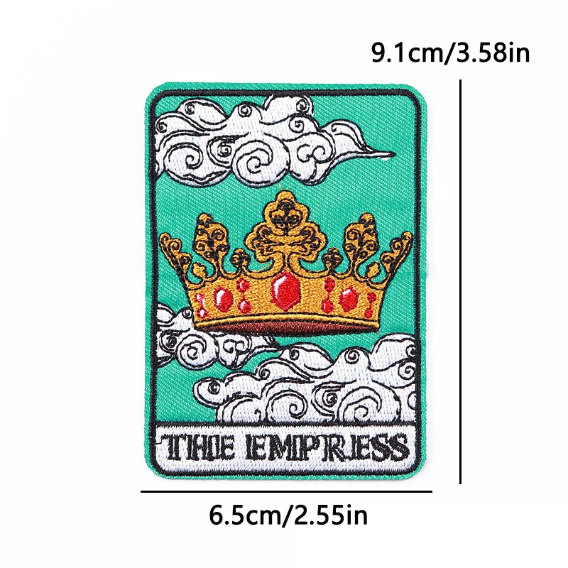 Parche termoadhesivo tarot vintage corona mística bordado para ropa - imagen 2