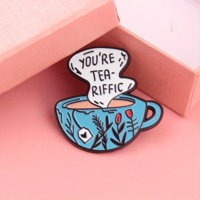 Pin Tea-rrific de té cobalto con flores vaporosas encanto botánico - imagen 4