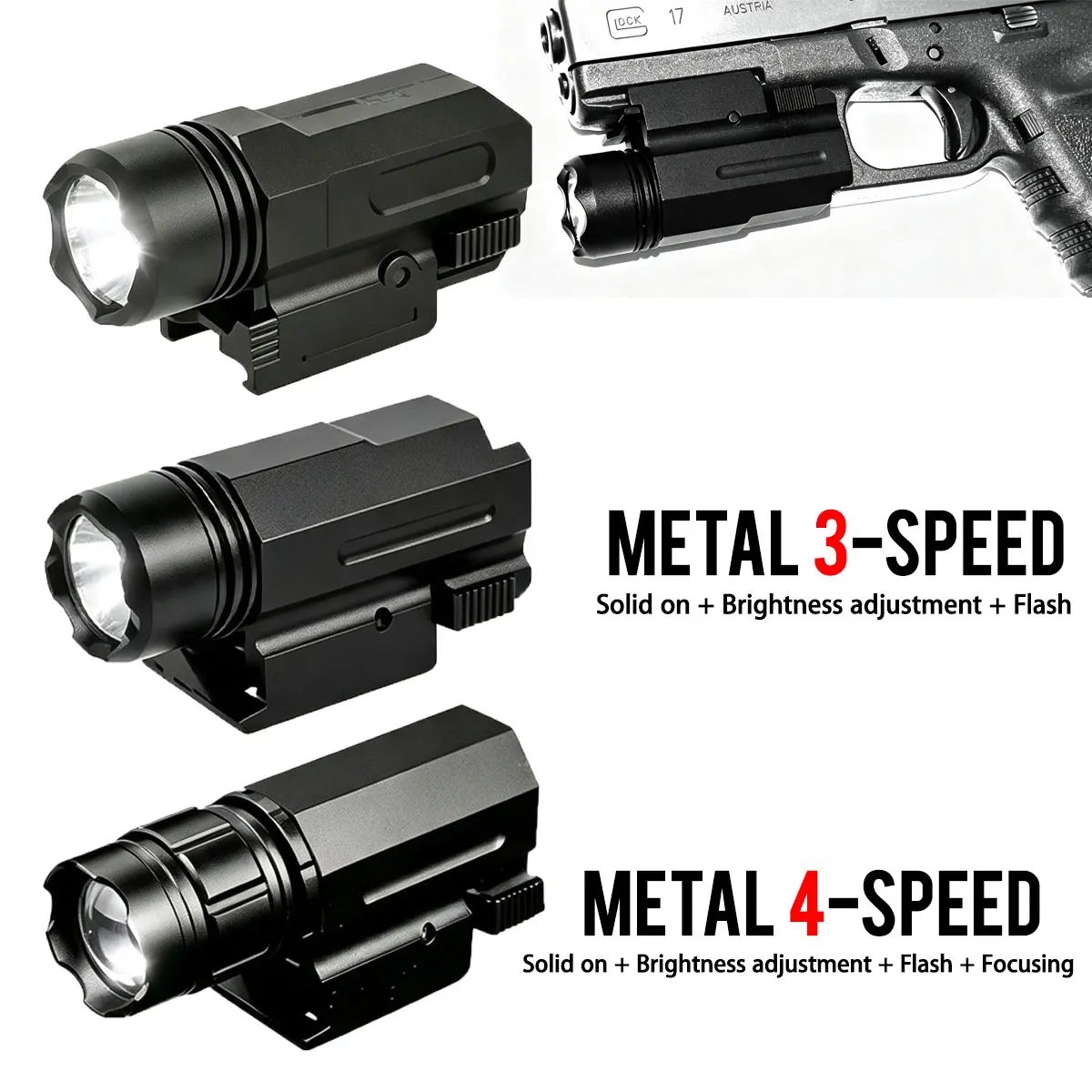 Linterna táctica LED para pistola con montaje QD Picatinny - imagen 3