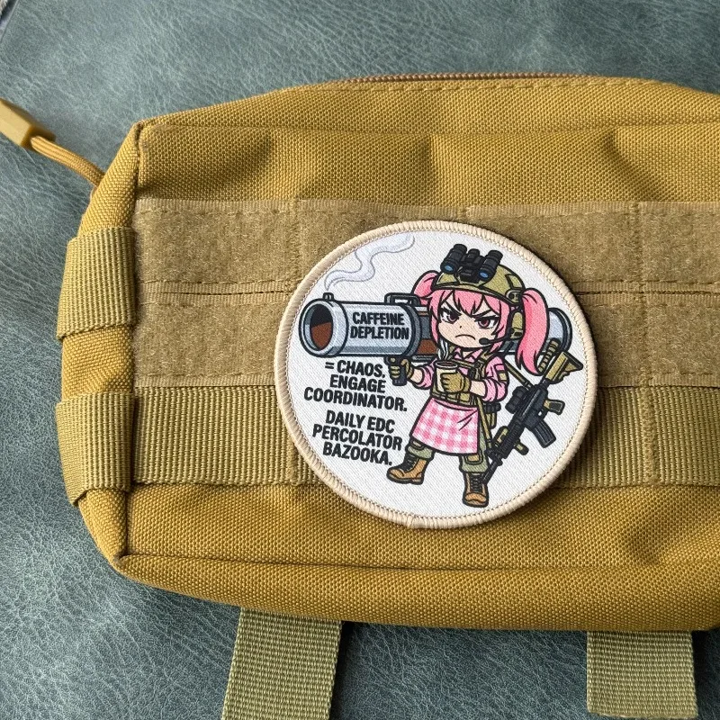 Parche táctico chica anime estilo kawaii agotamiento de cafeína - imagen 3