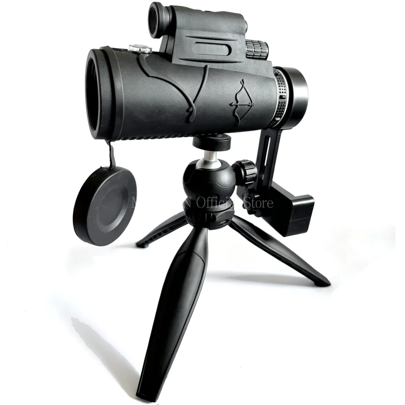 Telescopio monocular con prisma Bak4, trípode y pinza para móvil