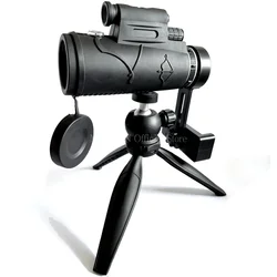 Telescopio monocular con prisma Bak4, trípode y pinza para móvil