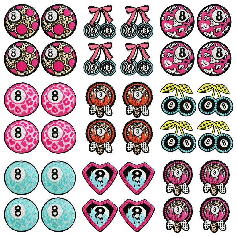 Parche termoadhesivo con diseño retro de bola 8 y motivos de cereza/leopardo