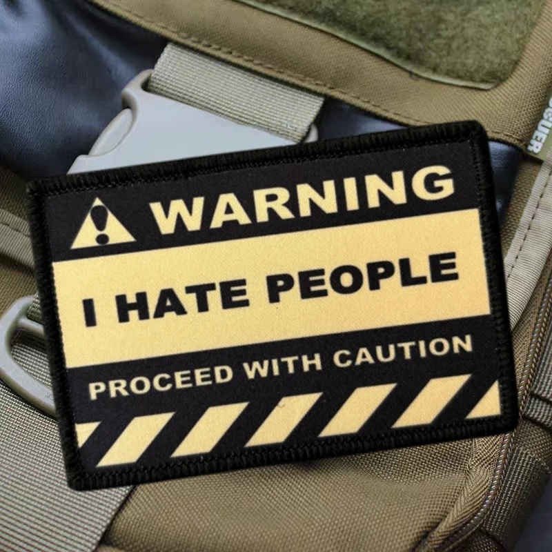 Parche de impresión táctica I Hate People vista frontal