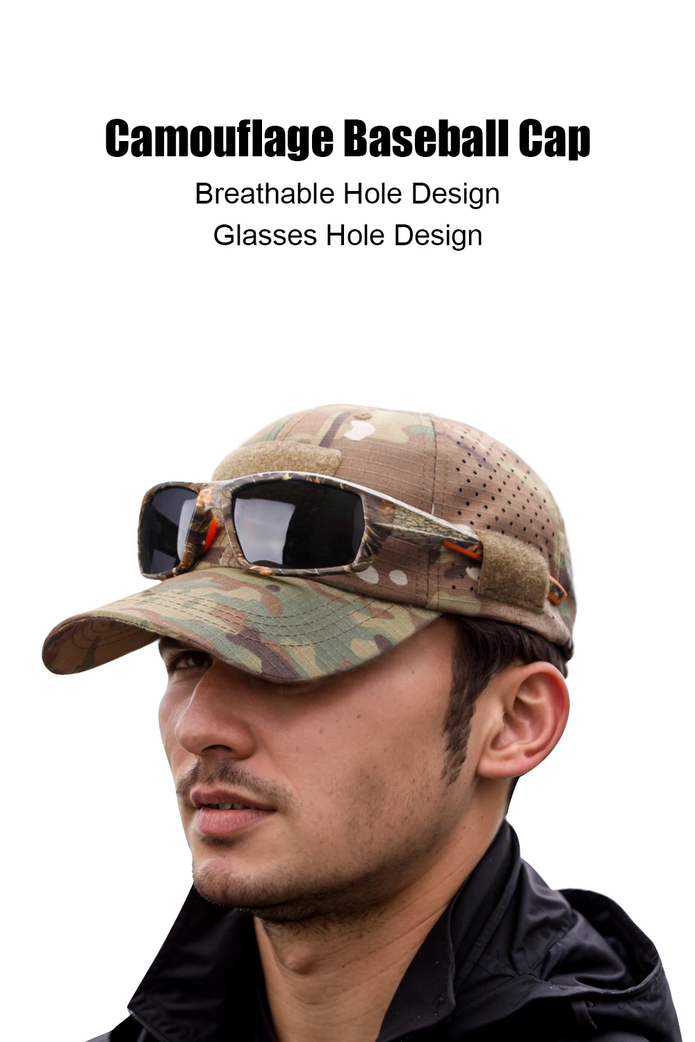 Gorra de béisbol de camuflaje transpirable con protección UV y sombrilla