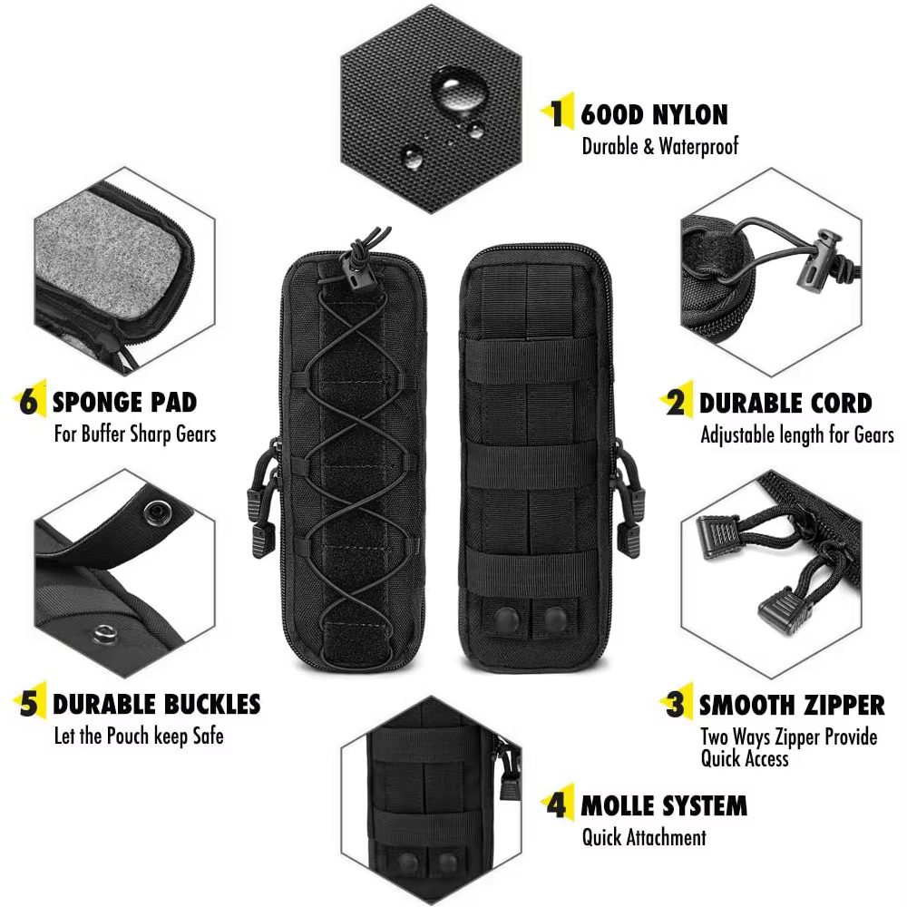 Funda táctica cuchillo nylon EDC con soporte linterna para caza y tiro