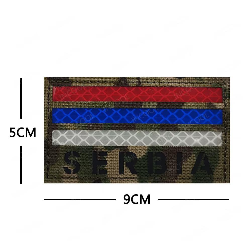 Parche bandera Serbia bordada con reflectante IR para ropa y mochila - imagen 5